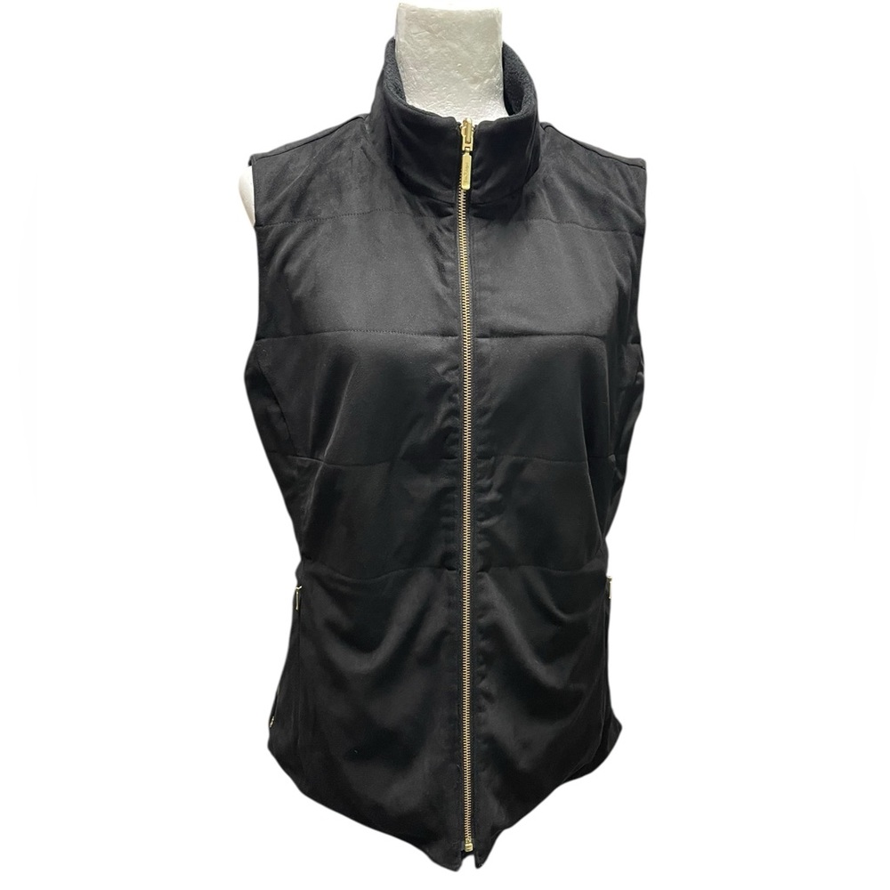 NWOT Lilly Pulitzer Skyden Reversible Suede and Fleece Vest Black Size Large